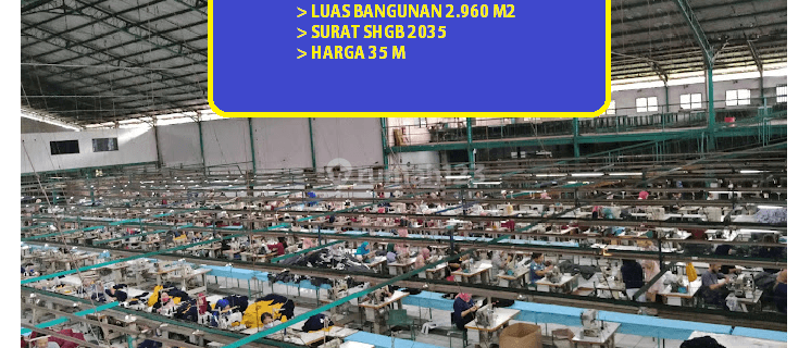 di Jual Pabrik di Jl Intan Curug, Bogor 2.960 M Bagus HGB 1
