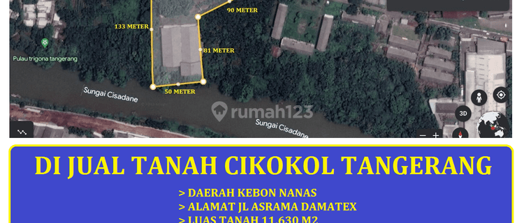 di Jual Tanah di Jl Asrama Damatex Kebon Nanas Cikokol Tangerang 1