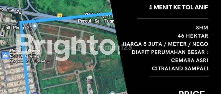 Tanah Hook Luas 46 Hektar. Jl. Cemara. Lokasi Super Strategis 1