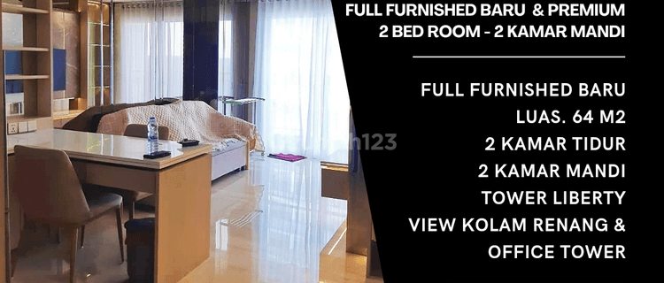 Apartment Podomoro 2 BR + 2 Kamar Mandi. Furnished Baru Premium 1