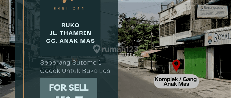 Ruko Daerah Jl. Thamrin. Depan Sekolah Sutomo 1. Cocok Buka Les 1