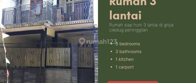 Rumah 3 Lantai SHM siap huni di Griya Ciledug 1