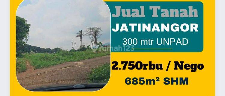 Jual Tanah Jatinangor 300meter Gerbang UNPAD, Lt 500m² SHM 1