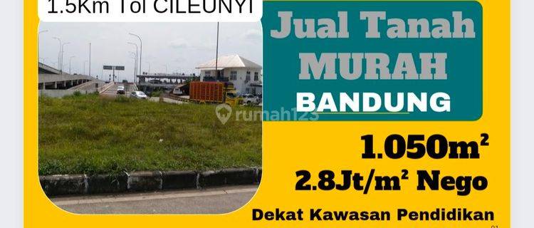 Jual Tanah Murah Bandung SHM, Pinggir Jln Dekat Tol Cileunyi  1