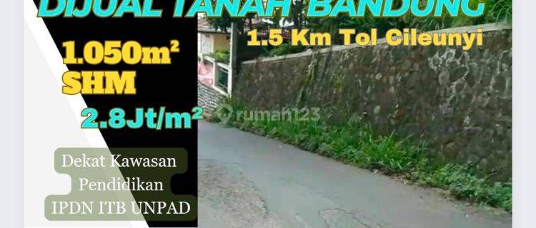 Jual Tanah Cileunyi Bandung SHM Pinggir Jln 1.5Km Tol Cileunyi  1