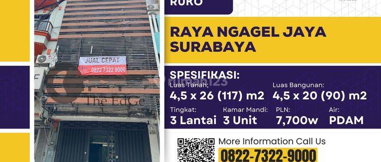 Dijual Ruko 3 Lantai Raya Ngagel Jaya Parkiran Luas di Surabaya 1