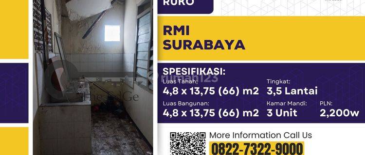 Dijual Ruko 3 Lantai Rmi Bratang Belakang Dunkin Donut Surabaya 1