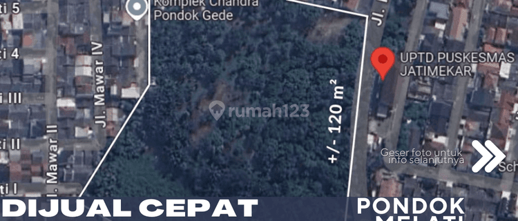 Pondok Melati Bekasi Jual Tanah Samping Jalan Raya Bersertifikat 1