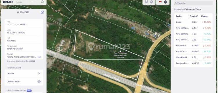 Dijual Tanah 2 Ha di Km 13 Pulau Balang, Balikpapan 1