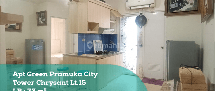 Disewa Apartemen Green Pramuka City Twr Chrysant Lt.15 Tipe 2 BR 1