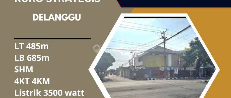 Dijual Ruko Strategis 2 Lantai, Lokasi Delanggu,klaten, 485m2,BU  1