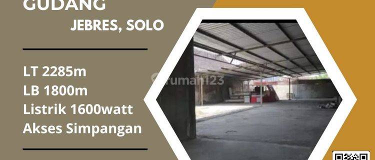 Dijual Rumah Dan Gudang Industri Pergudangan 2285m2 Jebres,solo 1