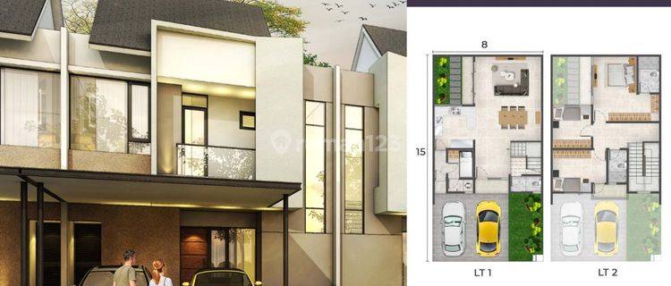 Disewa Rumah Milenial Pik 2 Uk 8x15 2 Lantai Unfurnish Siap Huni  1