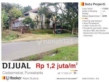 Dijual Tanah 17000m2 Cadasmekar Purwakarta Jawa Barat Dekat Kampus Imc Dan Kantor Kementrian Ijin Perindustrian  1