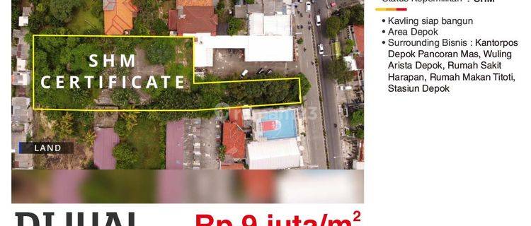 Dijual Kavling Komersil 2304 M2 Pancoran Mas Depok Jawa Barat Lokasi Jalan Utama Bagus SHM  1