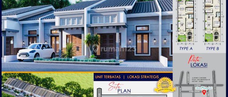 Rumah Cantik Ukuran 6x19 Dekat Sekolah Hikmatul Fadhila Medan Denai di jln rawa cangkuk, Medan Denai 1