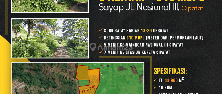 Tanah Perkebunan 5 Hektar 310 Mdpl Sayap Jalan Nasional Iii Cipatat, Bandung Barat 1