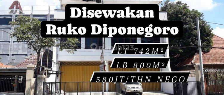 DISEWAKAN RUKO 3 LANTAI RAYA DIPONEGORO STRATEGIS RAMAI [135] 1