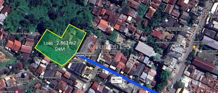 Dijual Tanah Strategis Luas 2.862 M2 di Sekip Tengah Komplek Pu Palembang 1