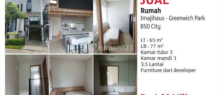  Dijual Rumah 3.5 Lantai  Furnished di Imajihaus, Greenwich Park BSD, BSD Green Wich 1