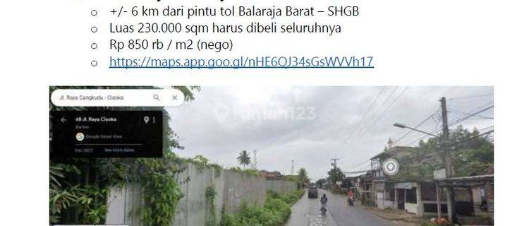 Dijual tanah di Cisoka raya balaraja barat 1