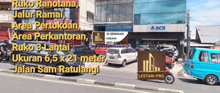 Di Sewakan murah Ruko, Area Perkantoran dan Pertokoan, Jalan Sam Ratulangi Ranotana 1