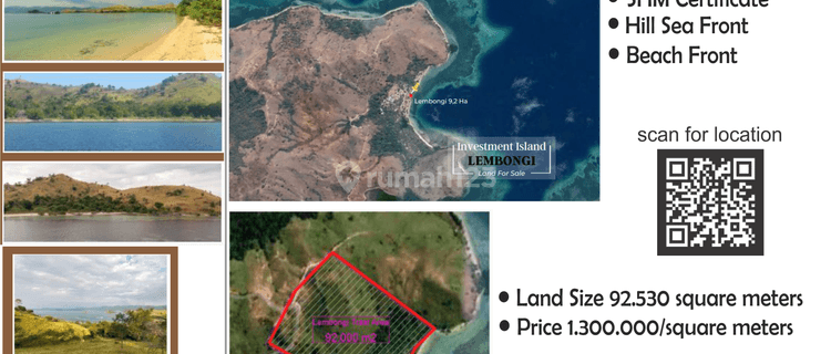 Tanah Seluas 92.530 SHM di Pulau Lemongi 1