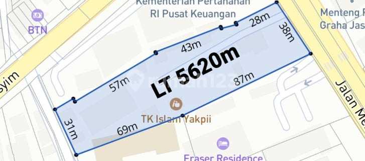 Tanah 5620 m2 SHM di pinggir jalan raya Menteng  1