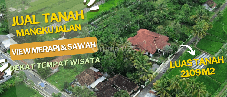 Jual Tanah Jogja View Merapi Dan Sawah Area Pemukiman Dekat Jalan Provinsi Dan Tempat Wisata 1