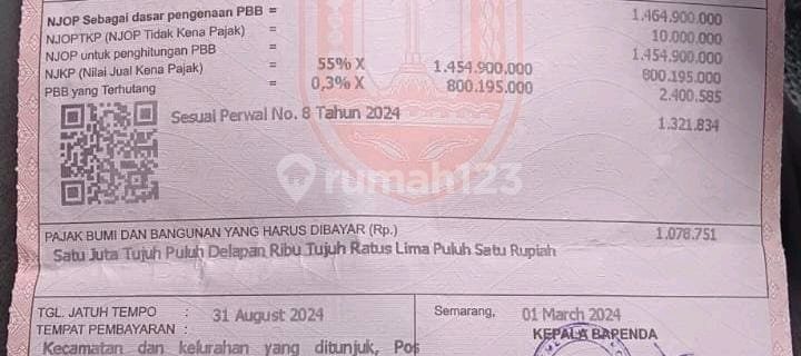 T Rumah Hooked Di Bawah Njop Di Semarang Indah 1