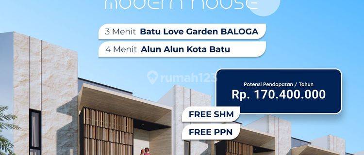 Rumah minimalis 2 lantai passive income 170 juta kota batu 1