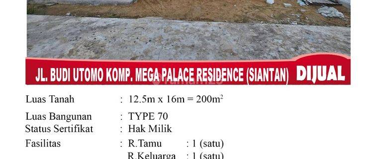 Di Jual Rumah Type 70, Lokasi Jl. Budi Utomo Komp. Mega Palace Residence SIANTAN Pontianak, Indonesia 1