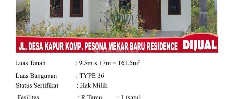 Di Jual Rumah Type 60 Type 36 Jl. Desa Kapur Komp. Pesona Mekar Baru Residence, Pontianak Indonesia 1