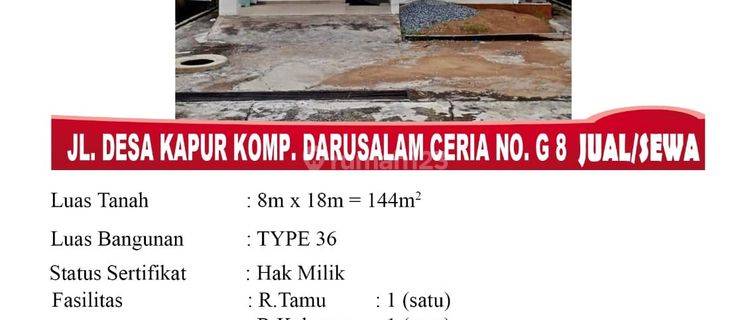 Di Jual Sewa Rumah Lokasi Jl. Desa Kapur Komp. Darusalam Ceria No. G 8 Pontianak Indonesia 1