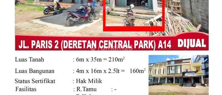 Di Jual Sewa Ruko 3 Lantai, Lokasi Jl. Paris 2 Komp. Central Park No. A10, Pontianak Indonesia 1