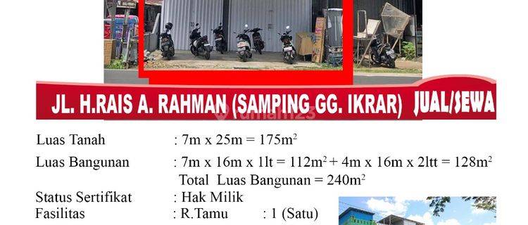 Di Jual Sewa Ruko Jl. H.rais A. Rahman Samping Gg. Ikrar , Pontianak Indonesia 1