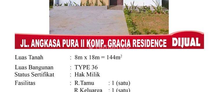 Di Jual Rumah Type 36, Lokasi Jl. Angkasa Pura Ii Komp. Gracia Residence, Pontianak Indonesia 1