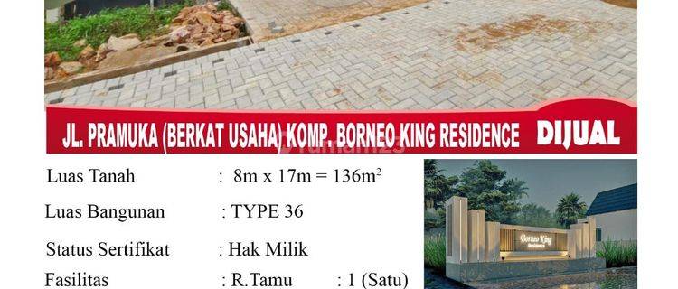 Di Jual Rumah, Lokasi Jl. Pramuka Berkat Usaha Komp. Borneo King Residence Pontianak, Indonesia 1