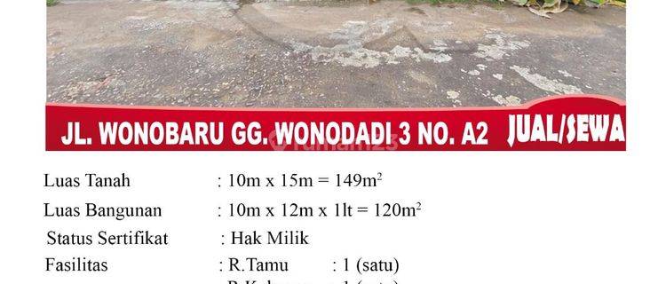 Di Jual Sewa Rumah 1 Lantai, Jl. Wonobaru Gg. Wonodadi 3 No. A2, Pontianak Indonesia 1