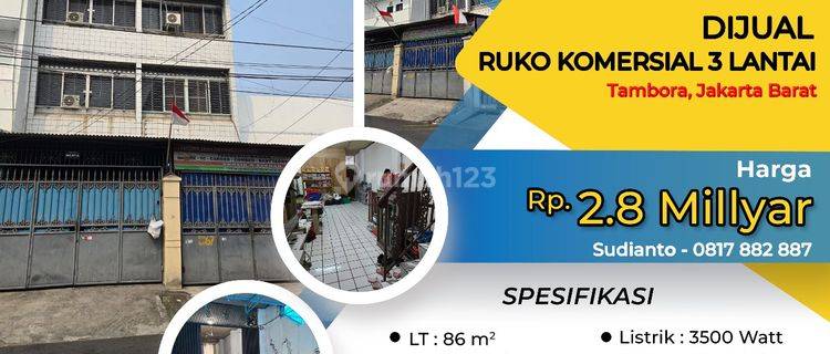 Dijual Ruko 3 Lantai Strategis di Jalan Laksa, Tambora - Cocok untuk Bisnis Konveksi 1