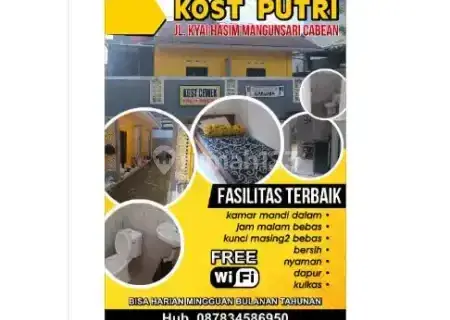 Terima kos kosan putri, suasana aman dan bersih 1