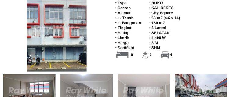Dijual Ruko City SquareTerenovasi 180 m2 SHM Kalideres, Jakarta Barat 0040-JAH 1