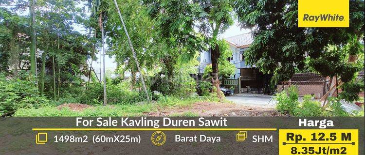 Kavling Strategis di Duren Sawit Luas 1498m2 Harga 8.35Juta/m dekat Tol Becakayu 1