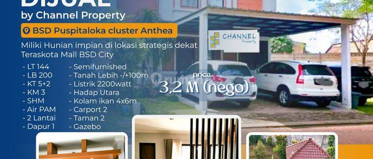 Dijual Cepat Rumah cluster siap huni Puspita loka Bsd city, an 1