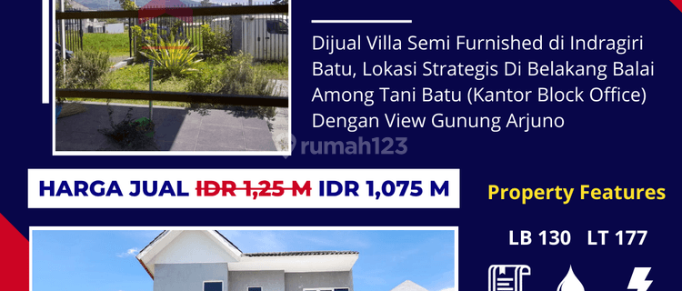 Villa Semi Furnished Di Indragiri Batu,lokasi Belakang Among Tani 1