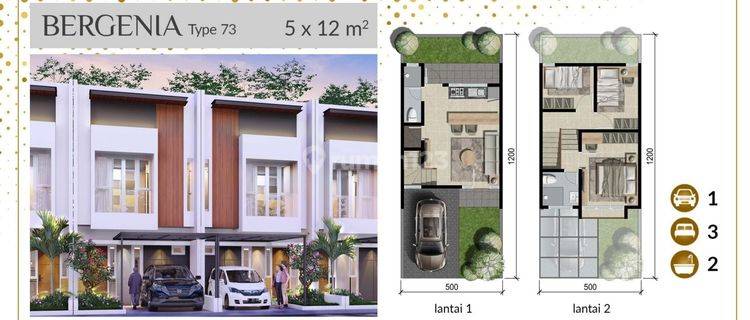 Rumah 2 Lantai Cluster Amarilis Golden East Kebomas 1 Gresik 1