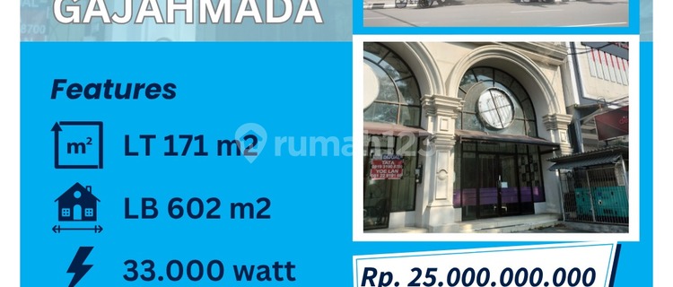 Ruko Bagus Strategis Luas Bangunan 602m2 HGB di Gajahmada, Semarang 1