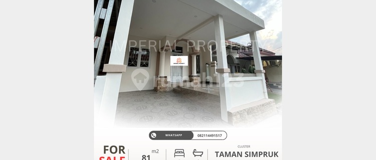 For Sale: Taman Simpruk Cluster House, 2BR in Cikarang Cantik 1