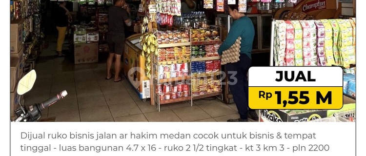 For Sale: Business Shop House on Ar Hakim Street, Medan, Suitable for Business & Residence. 1