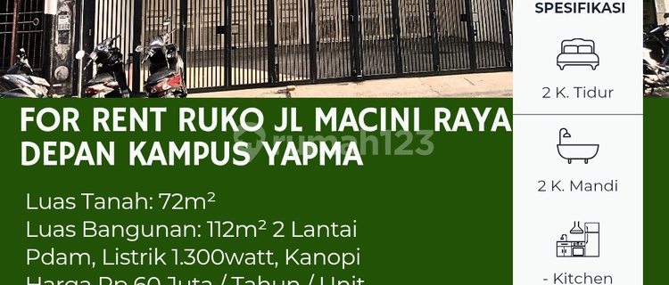 Strategic Shop House for Rent in Front of Yapma Campus, Macini Raya Street, Makassar 1